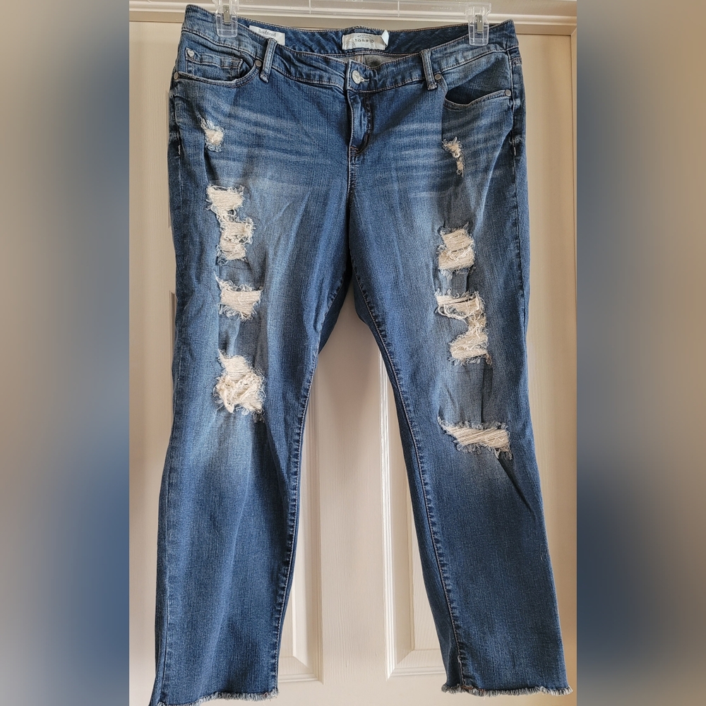  Torrid Boyfriend Vintage Stretch Distressed Mid-Rise Jean Size 18